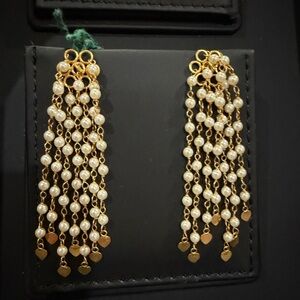 22k waterfall pearl gold earrings